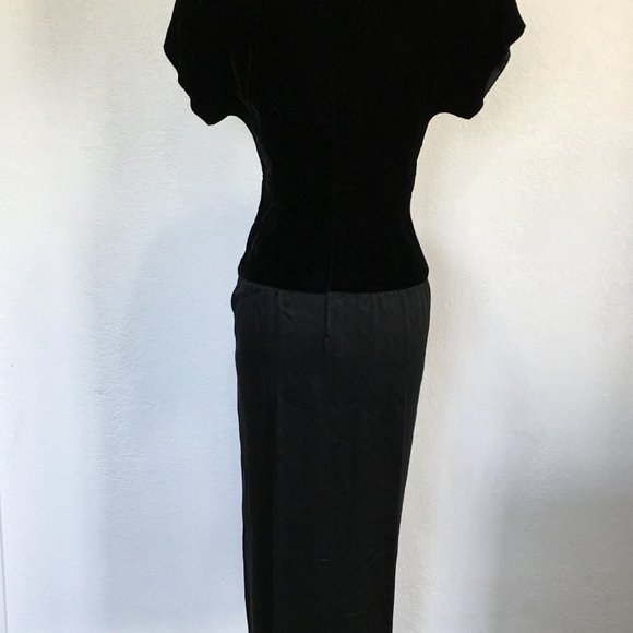 VHTF RARE Vintage BASILE Couture 30s Style Ruched Velvet Evening Gown - Picture 5 of 6